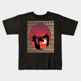 Giraffe Sunset Kids T-Shirt